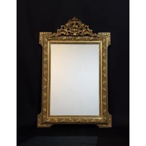 Miroir De Cheminée Bois Et Stuc Doré 125 X 80 Cm. Fin XIX°