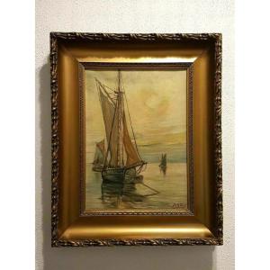 Marine - Oil On Canvas Early Twentieth Signed Jean Mertens (1874-1947) - Belgian School.