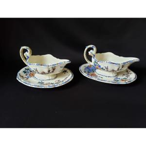 Pair Of Sauceboat In Gien Delft Au Coq 1938