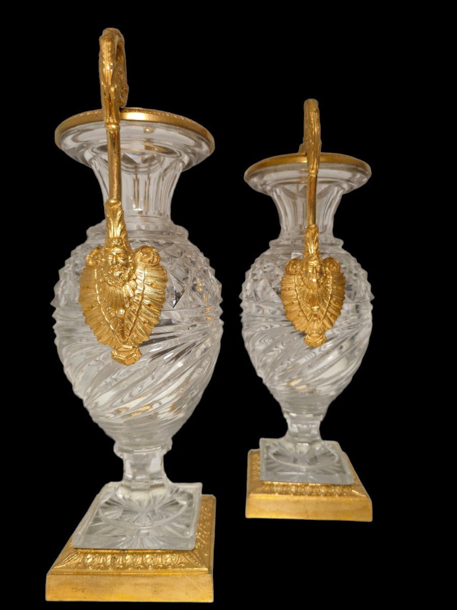 A Pair Of Russian Bronze Cut Crystal Vases. 19th Century-photo-3