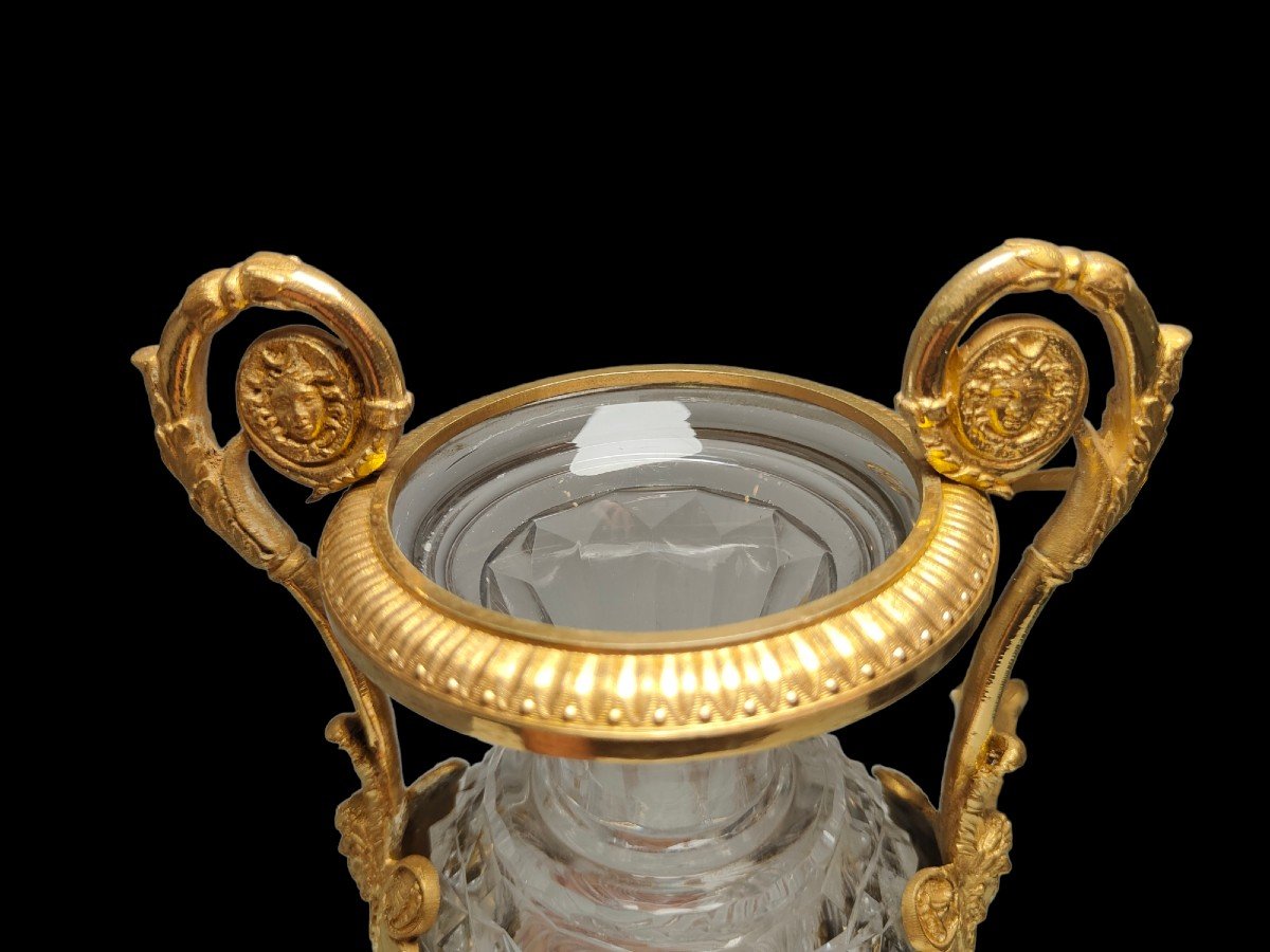 Une Paire De Vases En Cristal Taille De Bronze Russe. 19ème S-photo-5