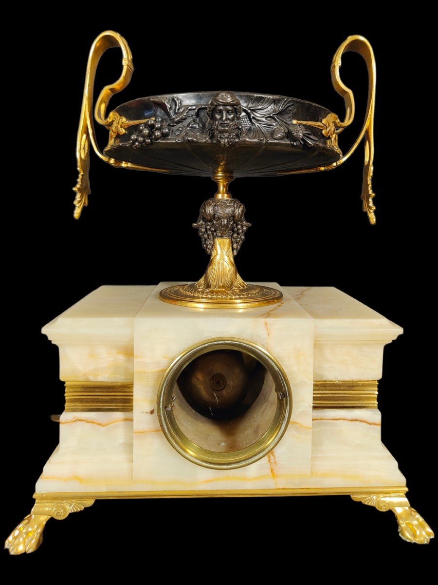 Art Nouveau Barbedienne Pendulum In Onyx-photo-4