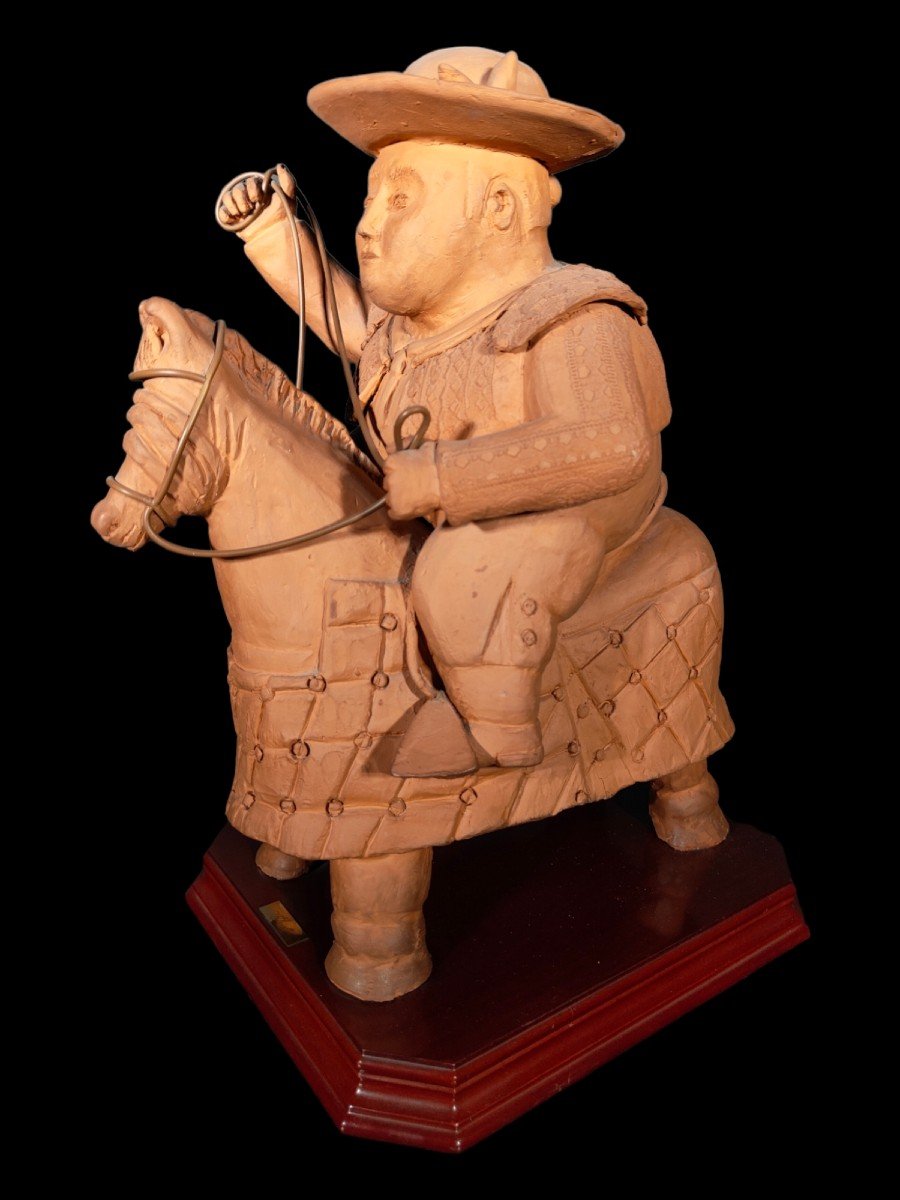 Antique Terracotta Picador In The Taste Of Botero-photo-4