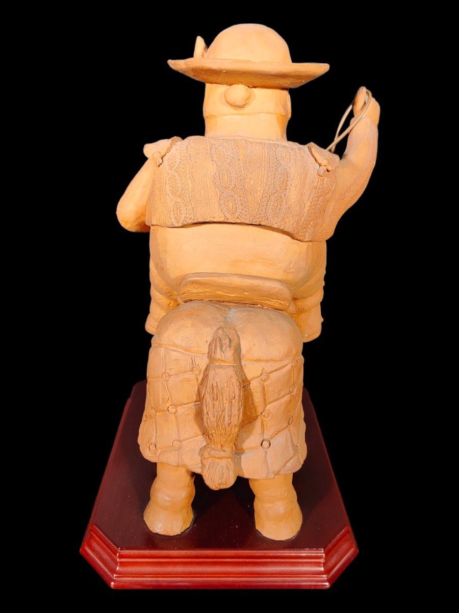 Antique Terracotta Picador In The Taste Of Botero-photo-3