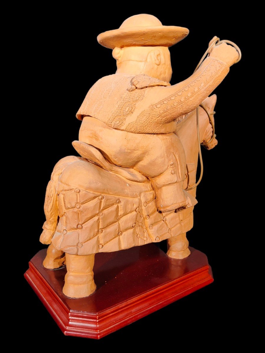 Antique Terracotta Picador In The Taste Of Botero-photo-5