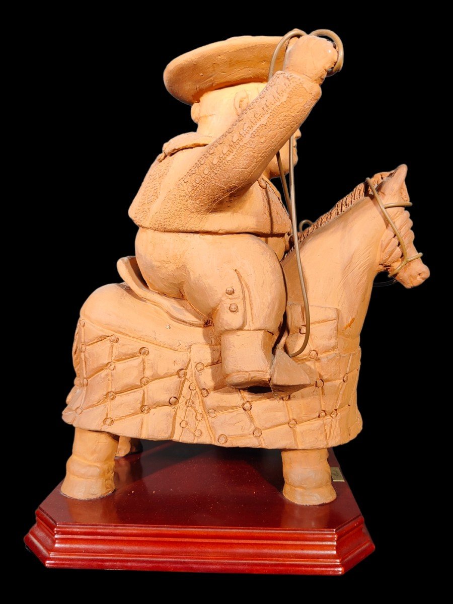 Antique Terracotta Picador In The Taste Of Botero-photo-6