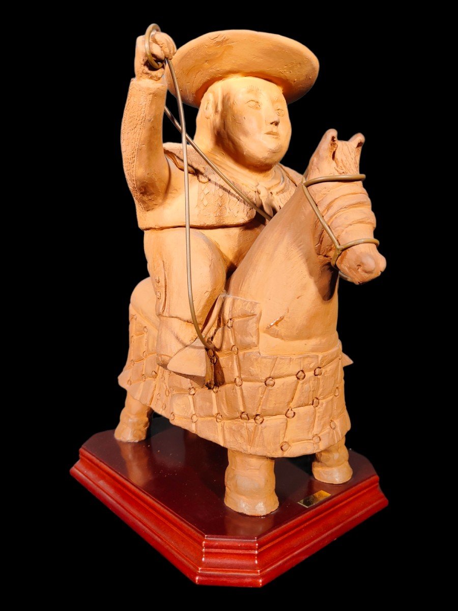 Antique Terracotta Picador In The Taste Of Botero-photo-7