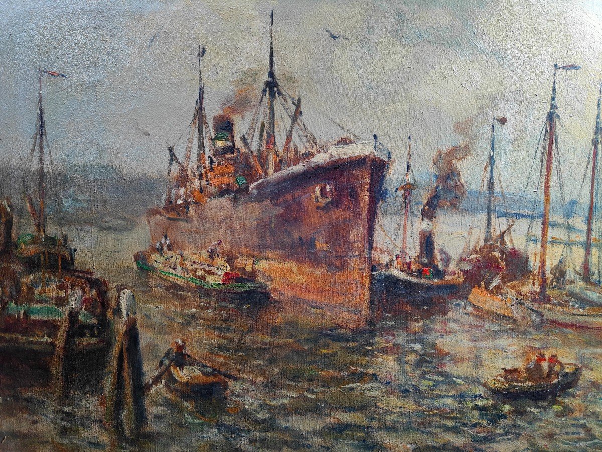 Large Marine Oil By Evert Moll Voorburg 1878 - 1955 The Hague-photo-4