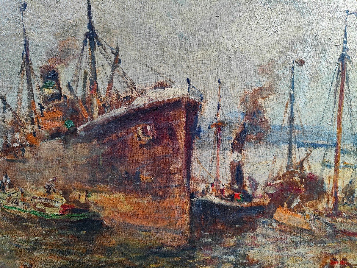 Large Marine Oil By Evert Moll Voorburg 1878 - 1955 The Hague-photo-1