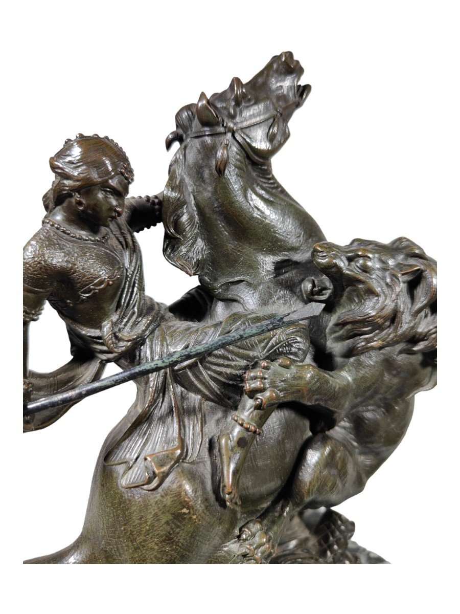 Amazon On Horseback Attacked By A Tiger August-karl-edouard Kiss Bronze Statue Germany-photo-2