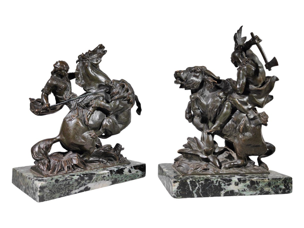 Amazon On Horseback Attacked By A Tiger August-karl-edouard Kiss Bronze Statue Germany-photo-1