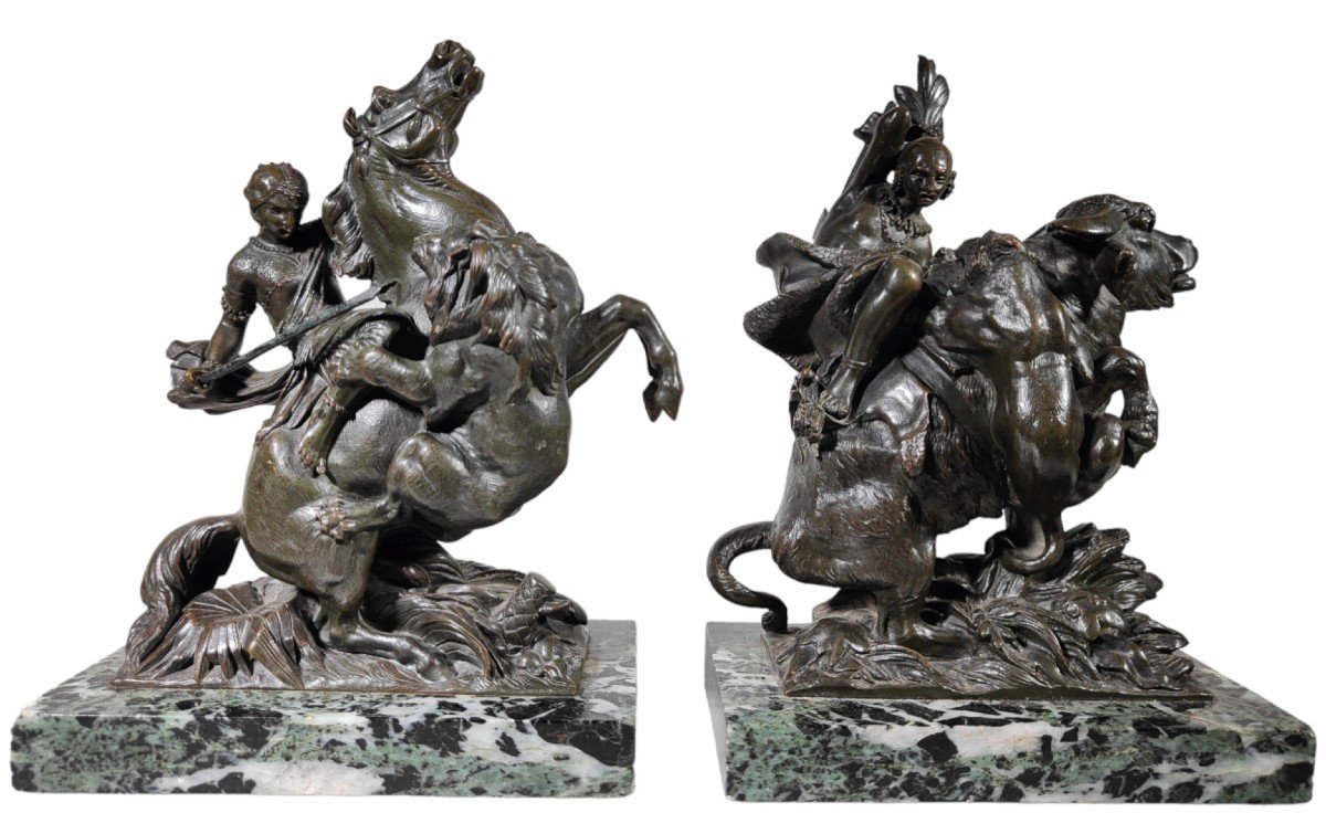 Amazon On Horseback Attacked By A Tiger August-karl-edouard Kiss Bronze Statue Germany