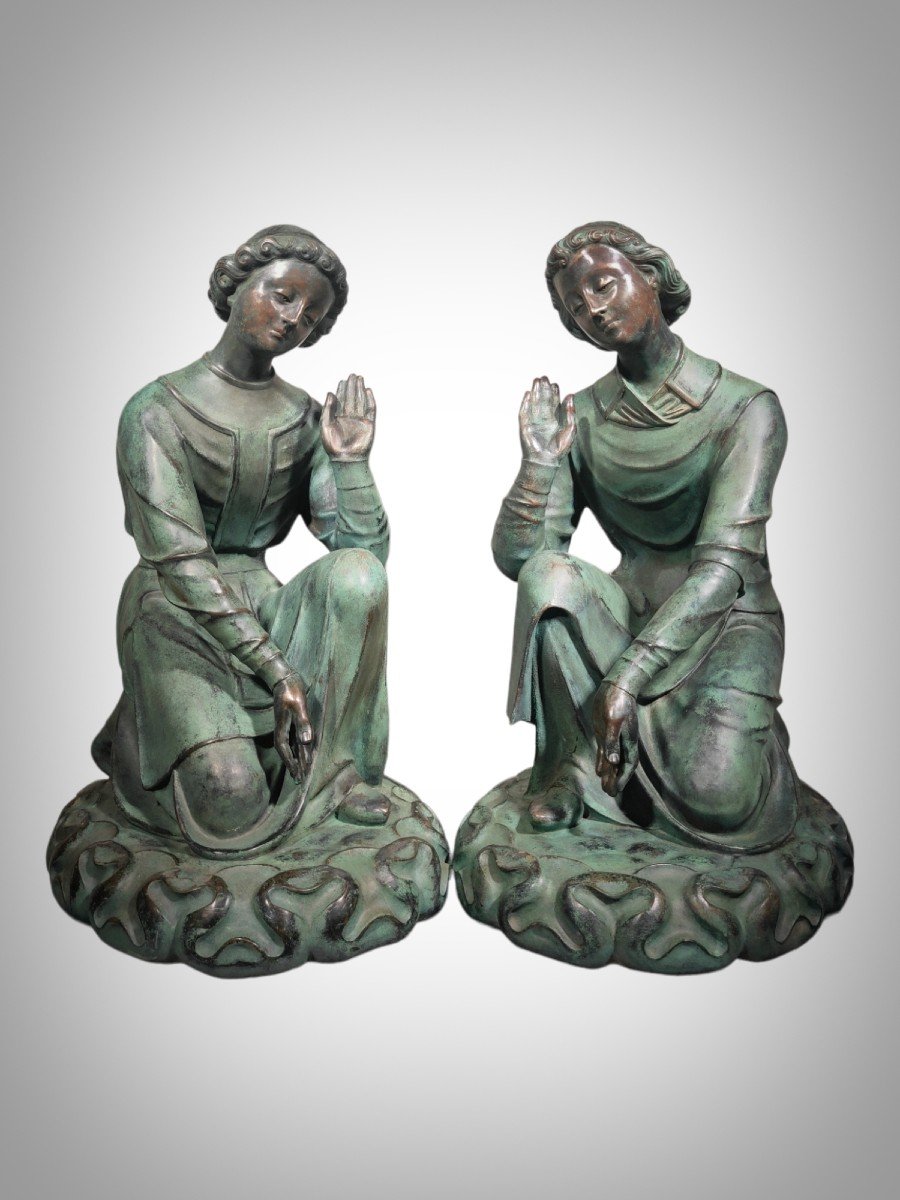 Extraordinary Pair Of Antique French Angels-photo-7