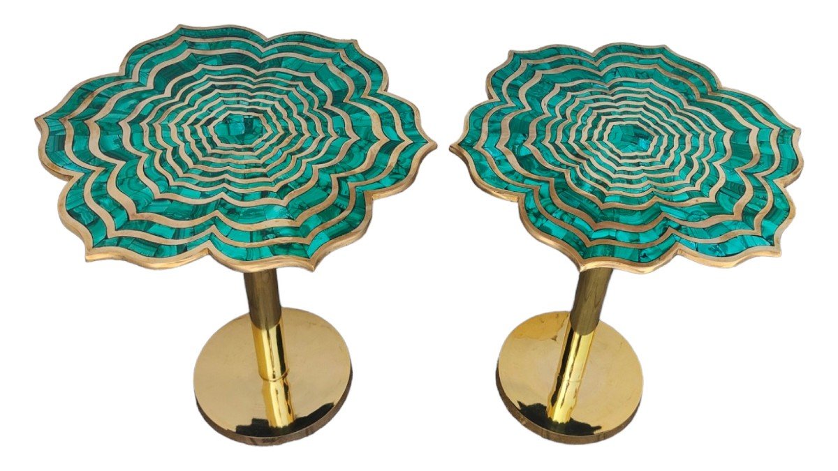 Pair Of Malachite And Bronze Tables-photo-3