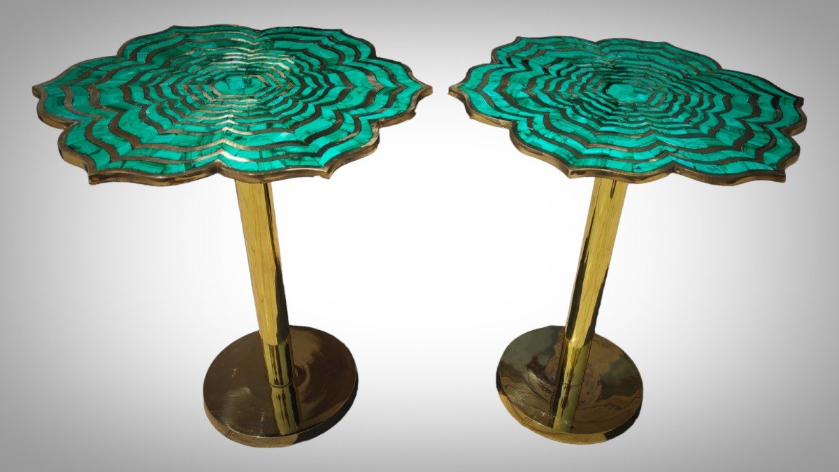 Pair Of Malachite And Bronze Tables