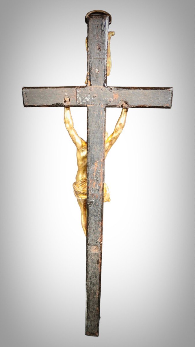 Large Cross With Christ In Gilt Bronze From The 17th Century-photo-1