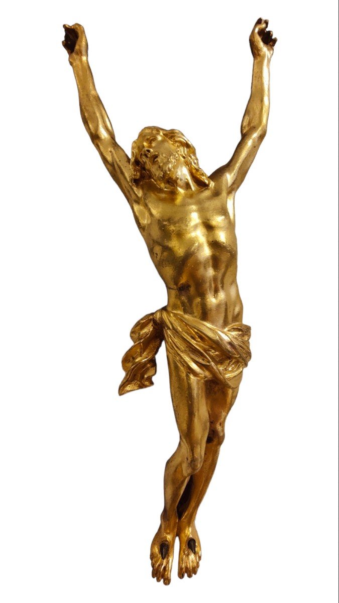 Large Cross With Christ In Gilt Bronze From The 17th Century-photo-7