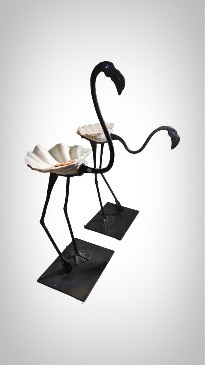 Wrought Iron Sculptures Of Life Size Flamingos-photo-1