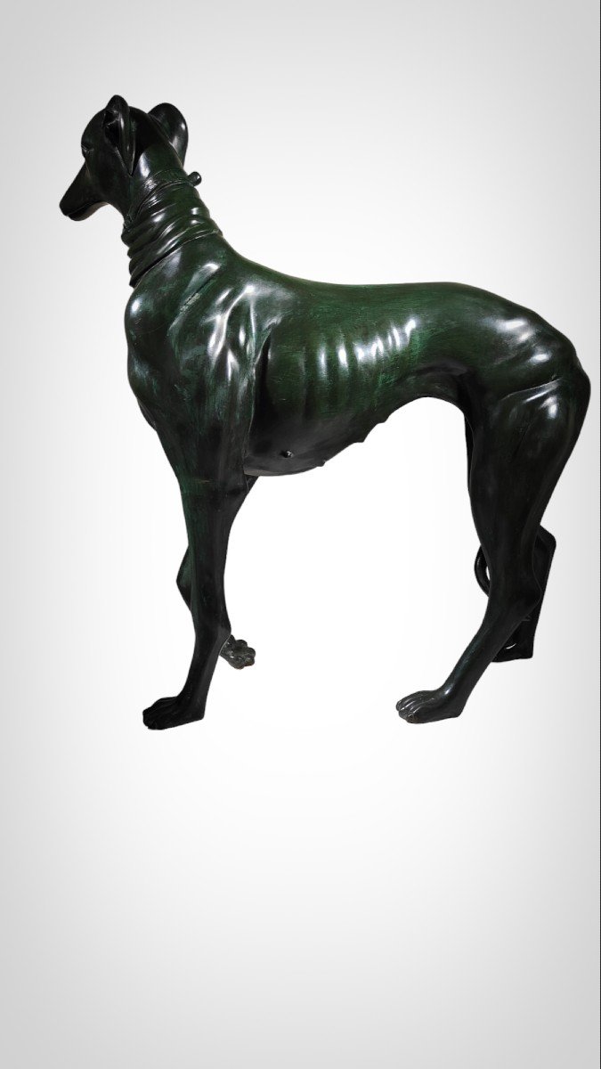 Pair Of Bronze Greyhound Dogs-photo-8