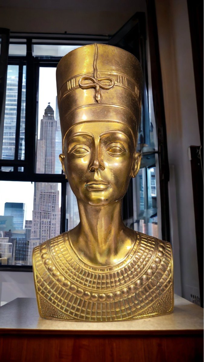 Buste De Néfertiti En Bronze-photo-3