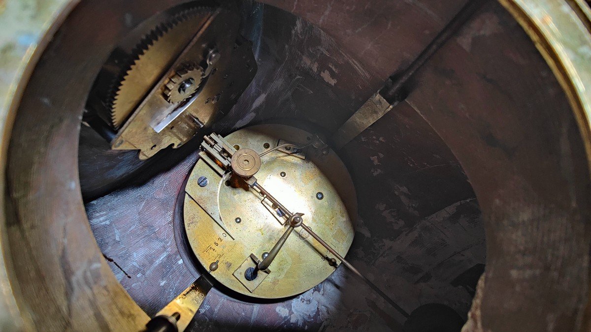 Français Horloge De Planétaire En Laiton Doré Et Marbre Tellure, Planétarium-photo-8