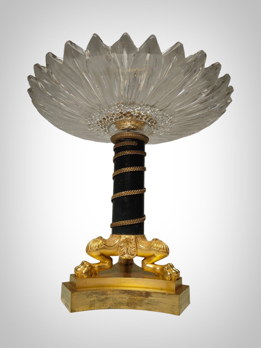 Elegant French Bronze And Crystal Centerpiece From The 19th Century-photo-2