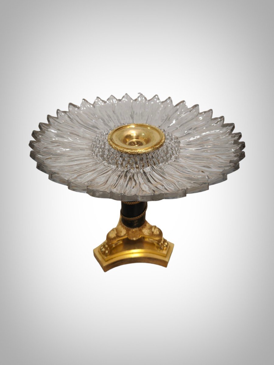 Elegant French Bronze And Crystal Centerpiece From The 19th Century-photo-5