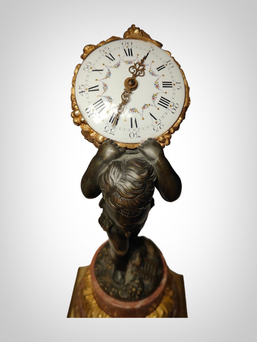 Horloge  Française En Bronze Du XIXe Siècle : élégante Allégorie De La Vendange-photo-2