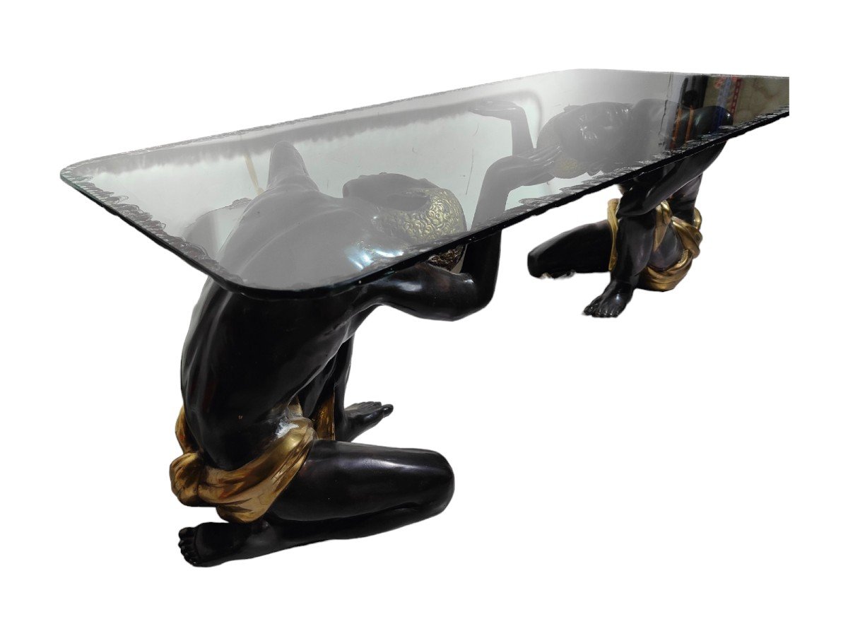 Coffee Table From The 50s: Elegance With Bronze Figurines-photo-2