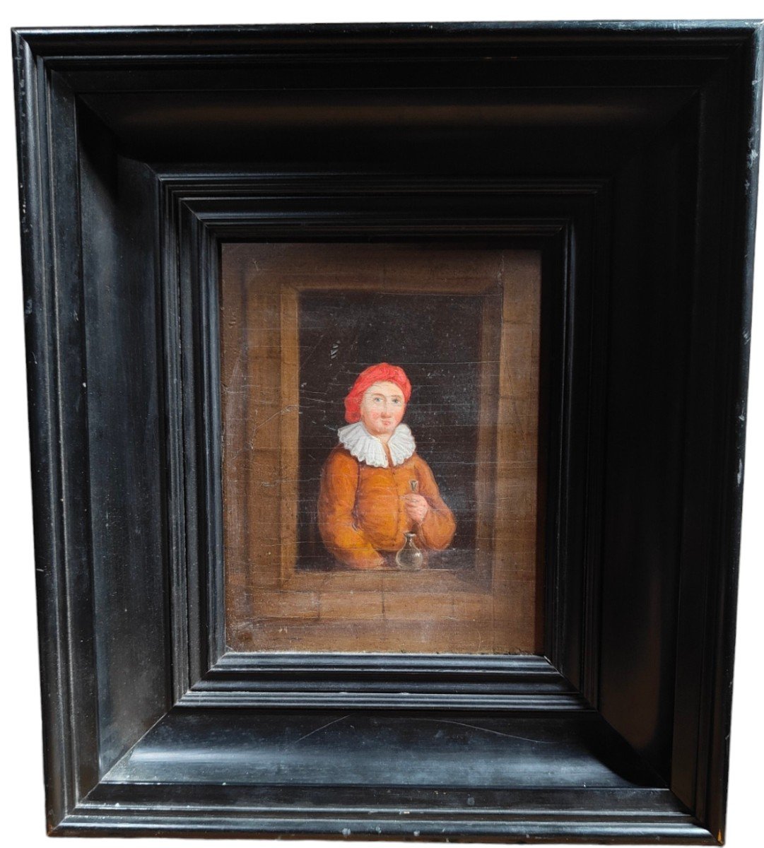  Portrait Néerlandais Du XVIIe Siècle - Huile Sur Panneau De Bois 