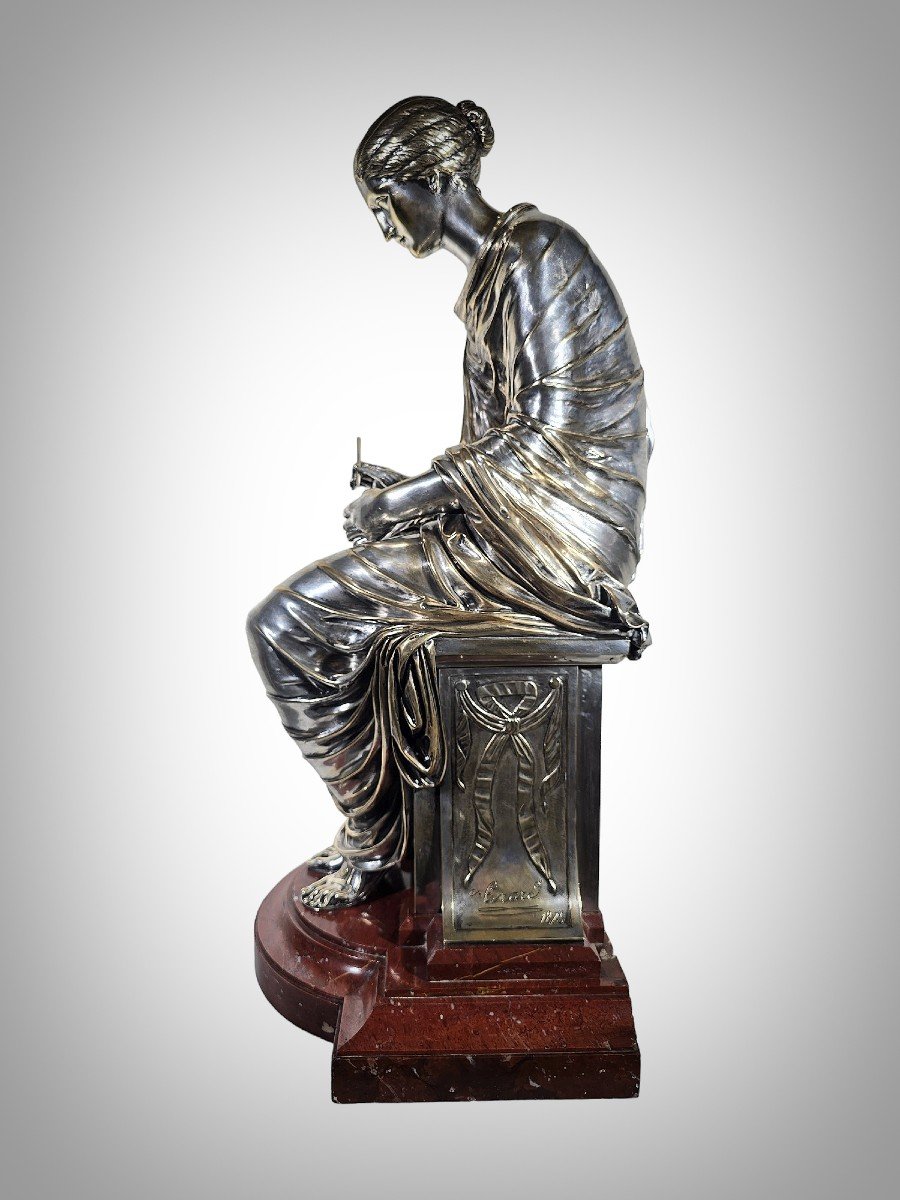 Présentation d'Un Chef-d'œuvre : La Sculpture En Bronze d'Une Dame Assise !-photo-2