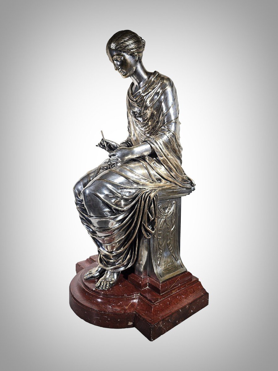 Présentation d'Un Chef-d'œuvre : La Sculpture En Bronze d'Une Dame Assise !-photo-3