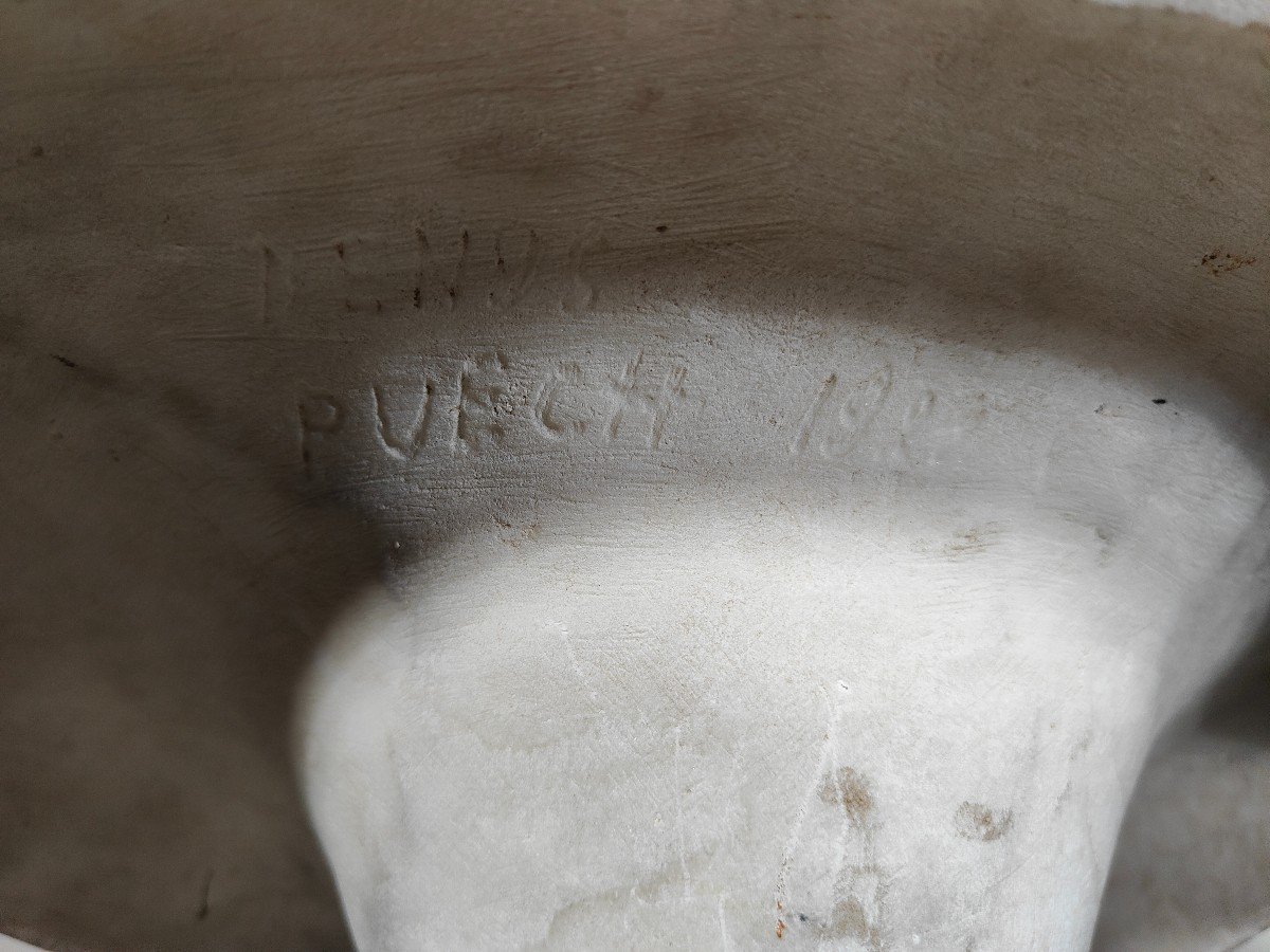 Bust In White Carrara Marble Signed (1927)-photo-7