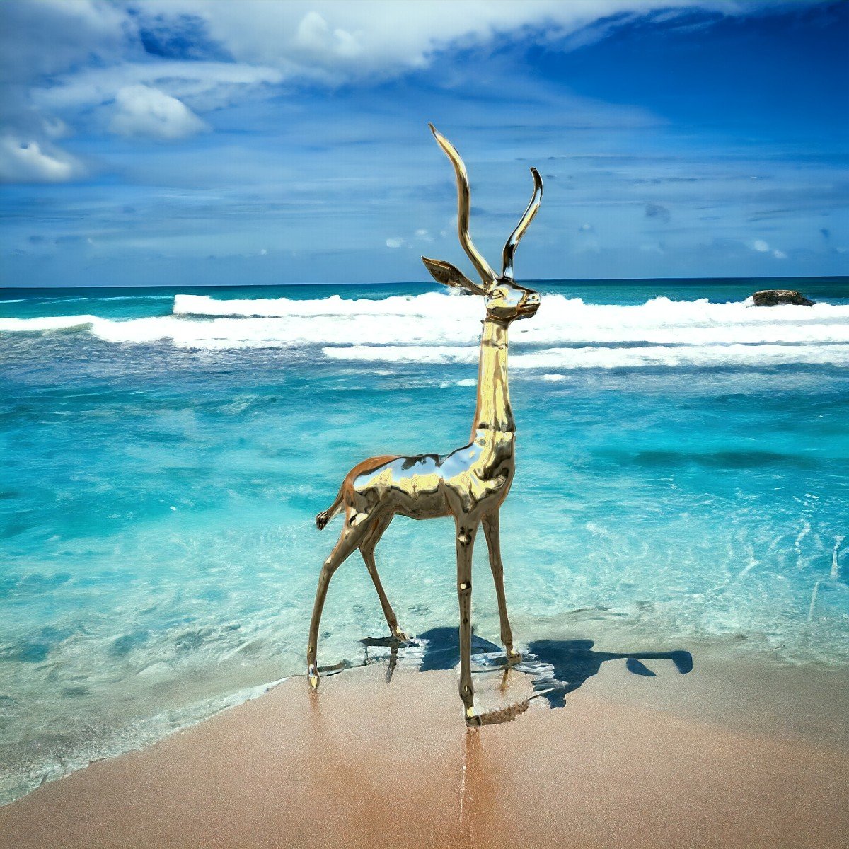 Sculpture De Bronze Poli Exquise : Antilope à Taille Naturelle Des Années 50-photo-7