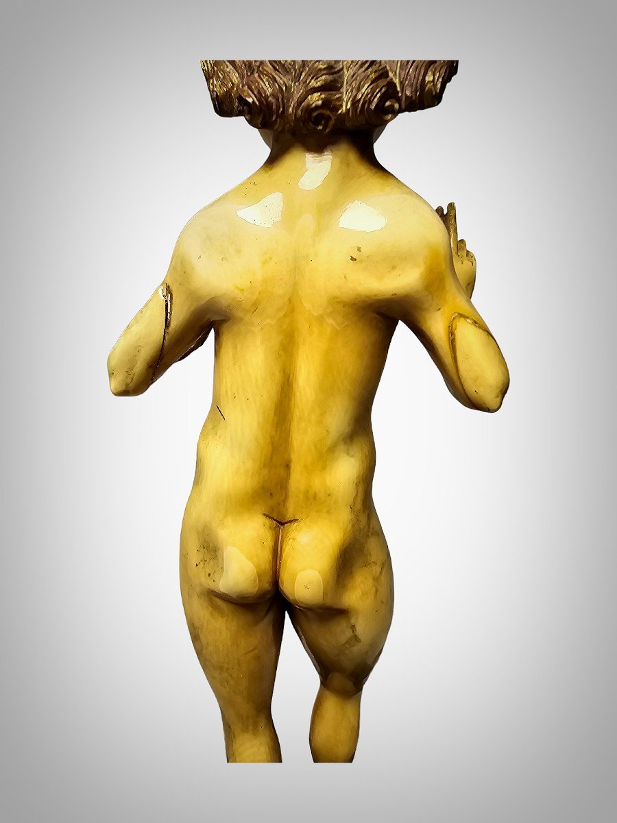 Sculpture Of The Child Jesus As Salvator Mundi - School Of Mechelen From The 15th-16th Century-photo-1