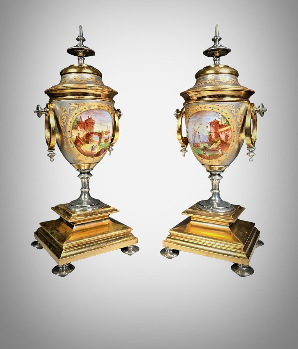 Pair Of Porcelain Vases From The 19th Century