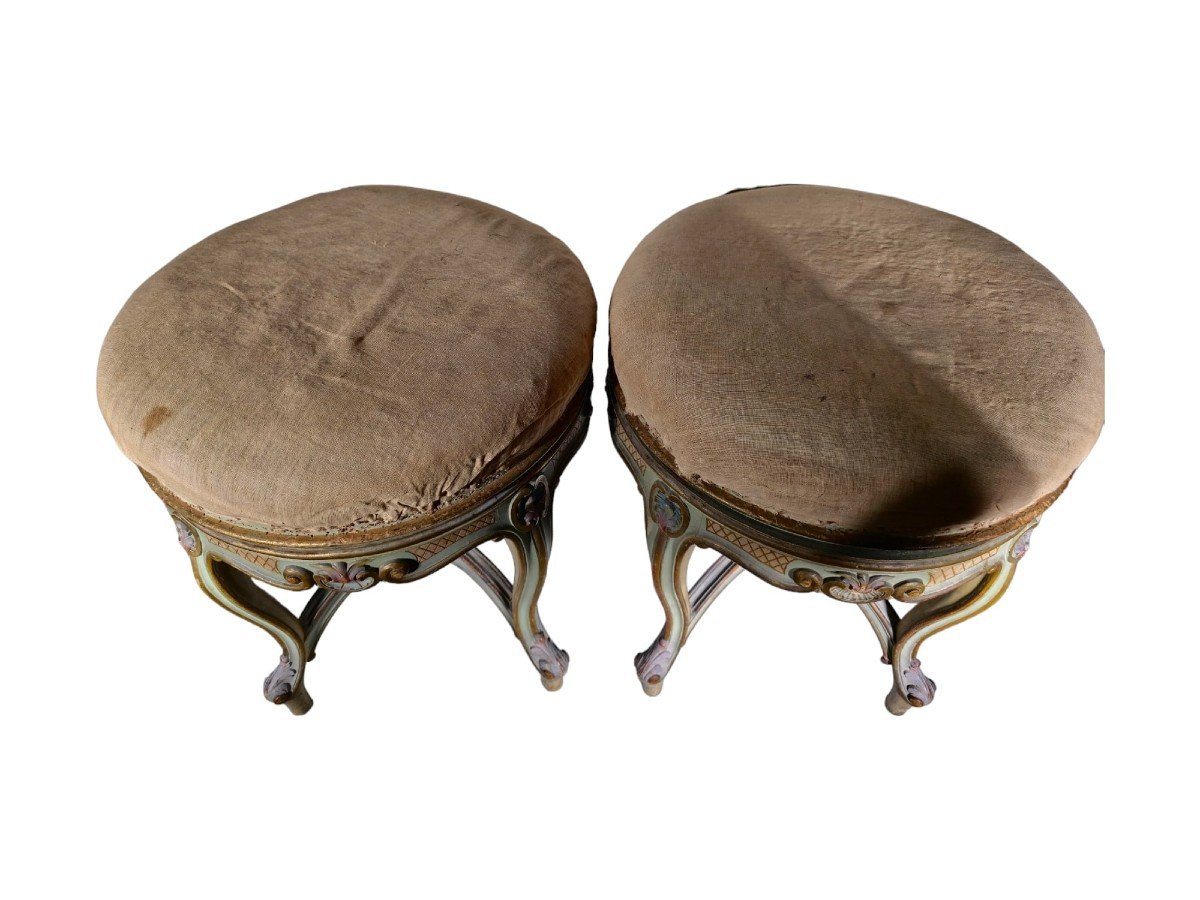 Pair Of Italian Stools From The 19th Century-photo-2