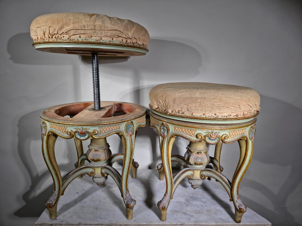 Pair Of Italian Stools From The 19th Century-photo-4