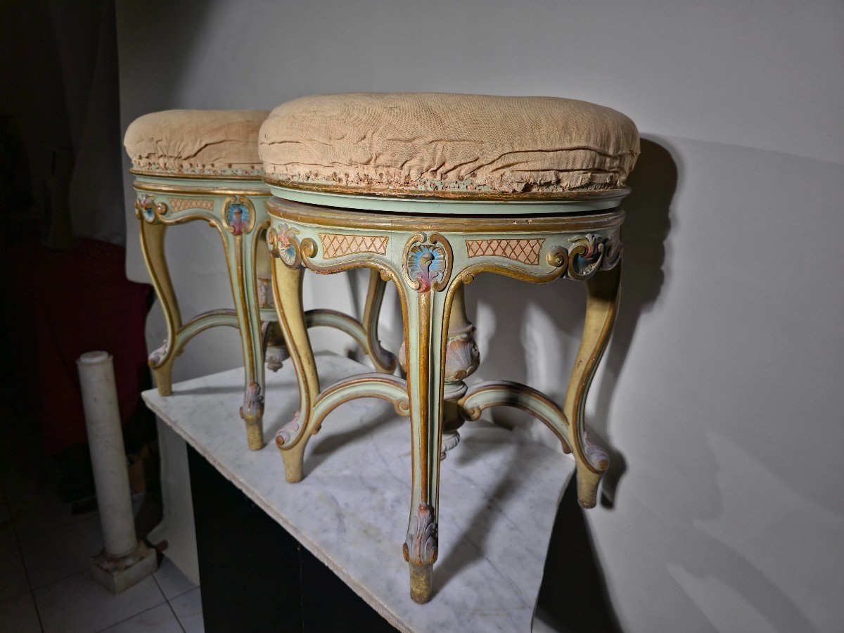 Pair Of Italian Stools From The 19th Century-photo-7