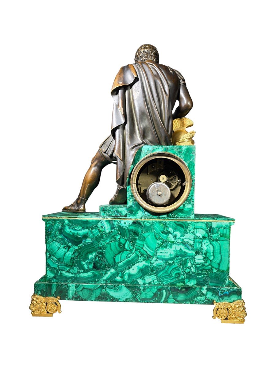 French Malachite Clock Dating From The Period Of King Charles X, Between 1820 And 1830-photo-6