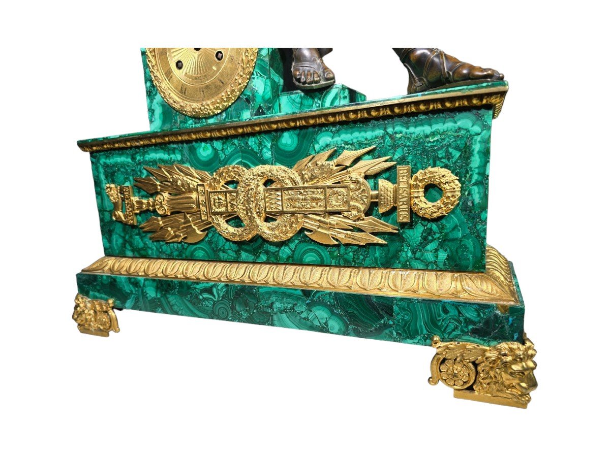 French Malachite Clock Dating From The Period Of King Charles X, Between 1820 And 1830-photo-8