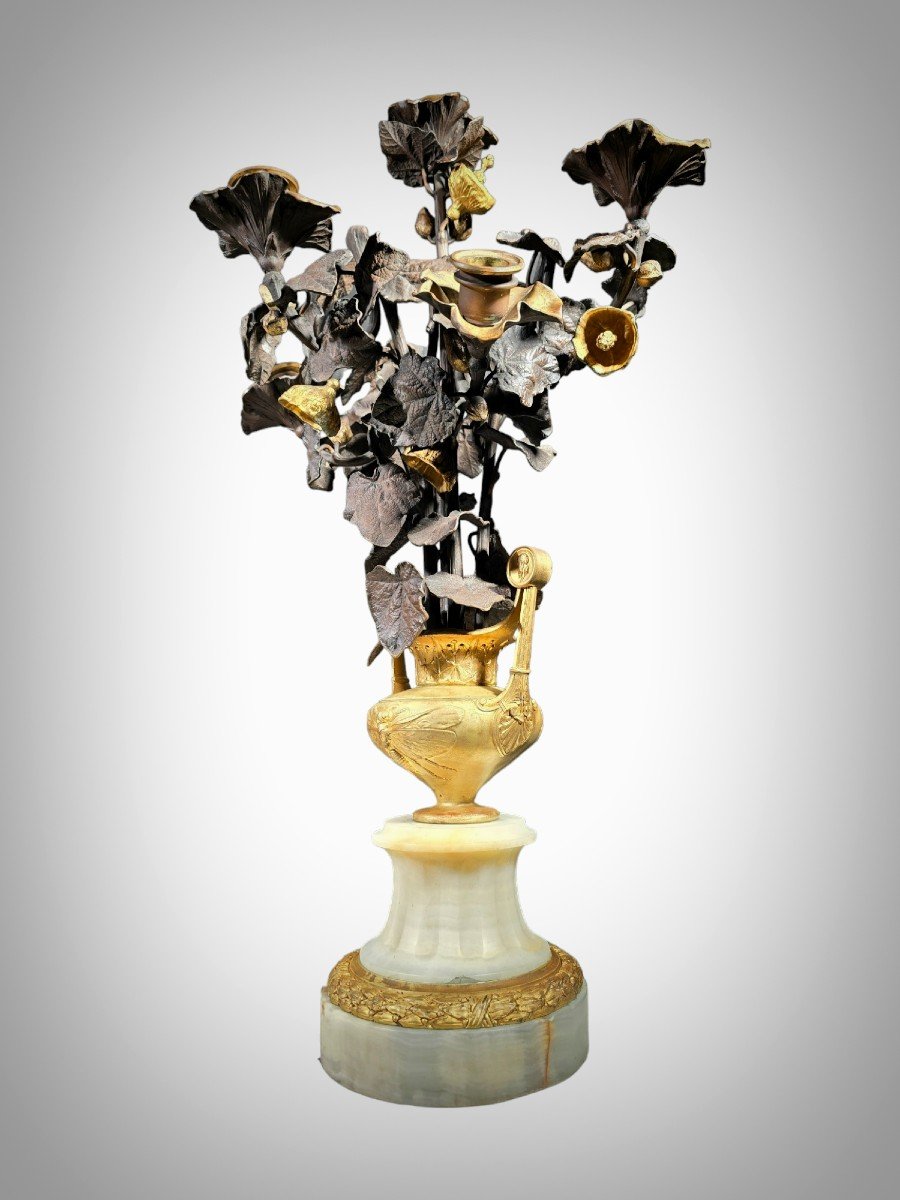 Superbes Vases En Bronze Doré Avec Fleurs, Probablement Italiens Du XIXe Siècle-photo-5