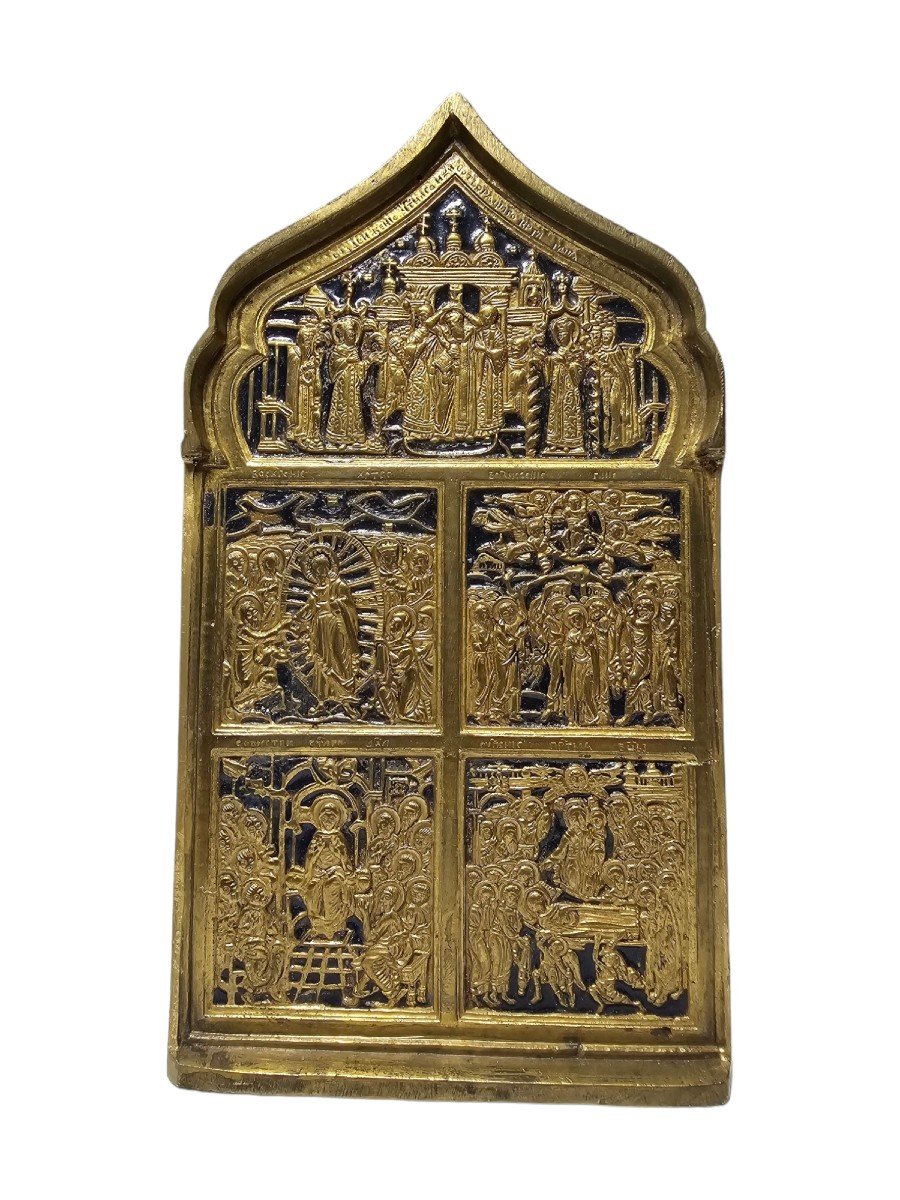 Old Travel Icon In Enameled Bronze From The 19th Century-photo-3