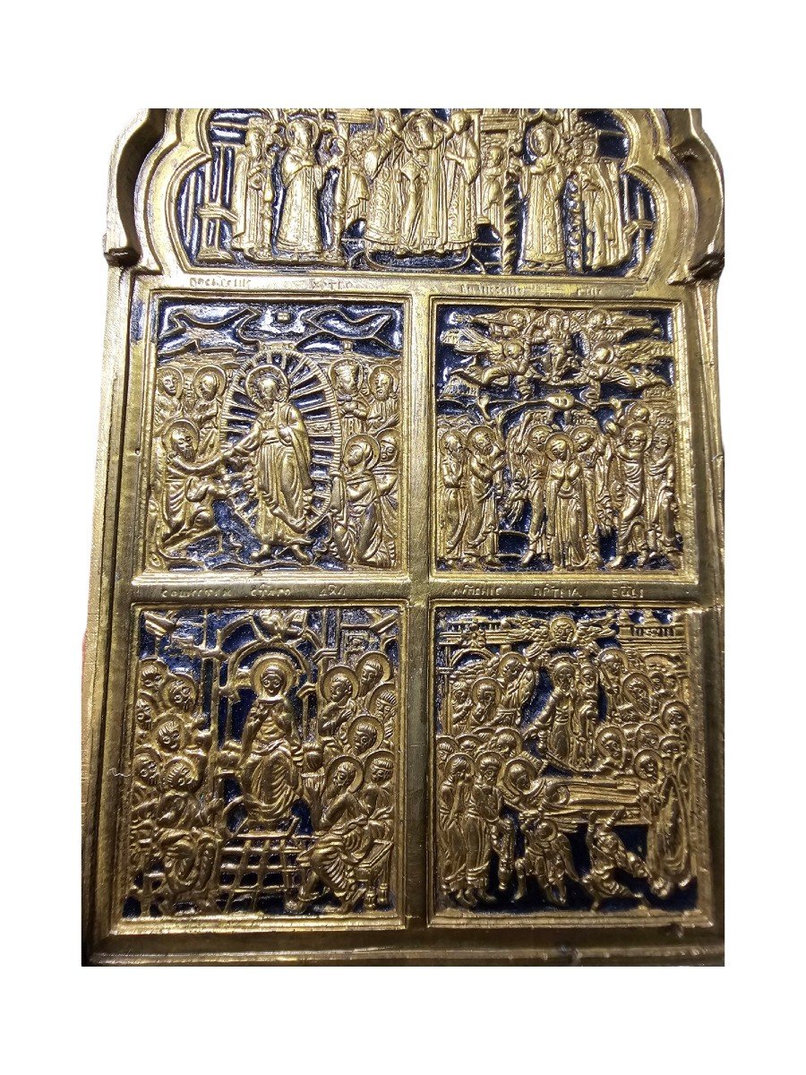 Old Travel Icon In Enameled Bronze From The 19th Century-photo-4
