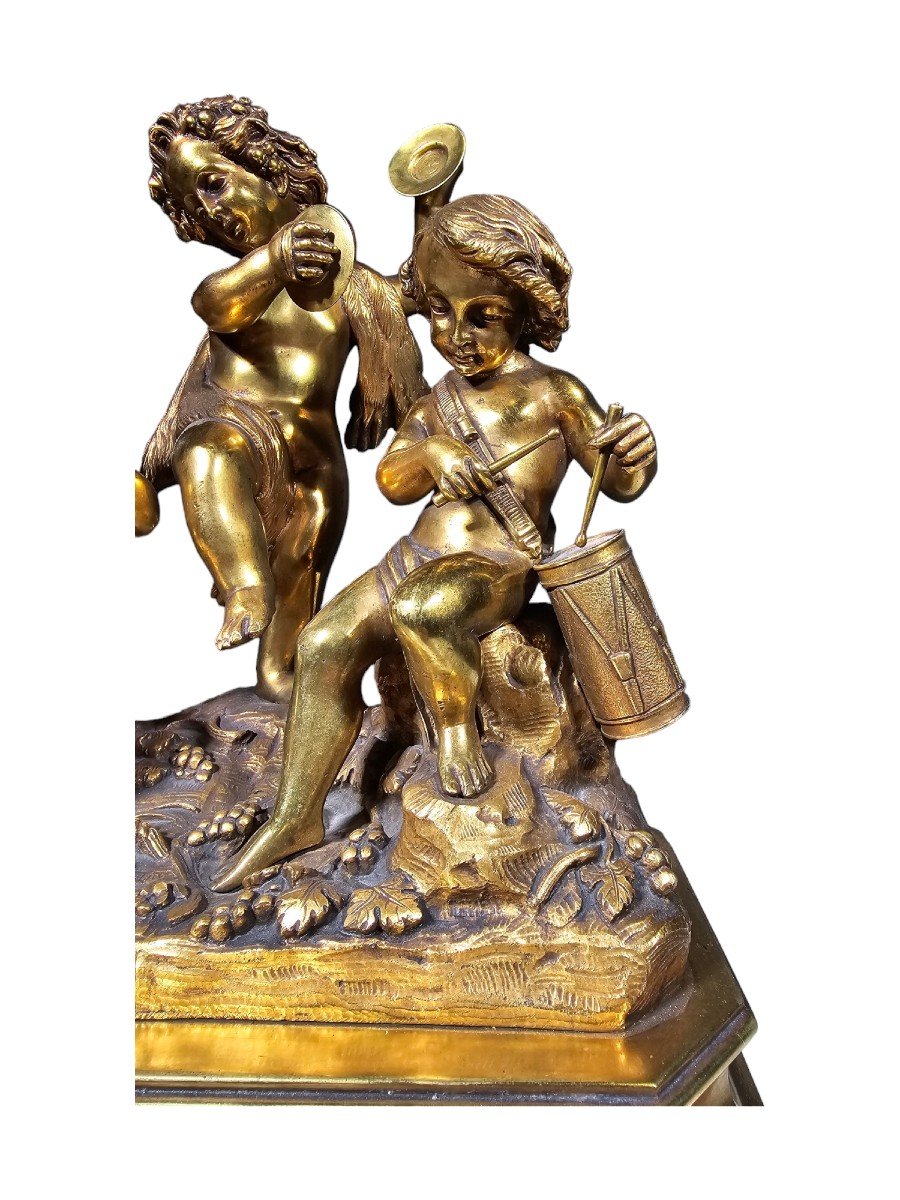 Groupe Sculptural En Bronze Doré Du XIXe Siècle-photo-2