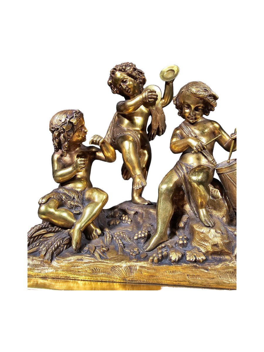 Sculptural Group In Gilt Bronze From The 19th Century-photo-3