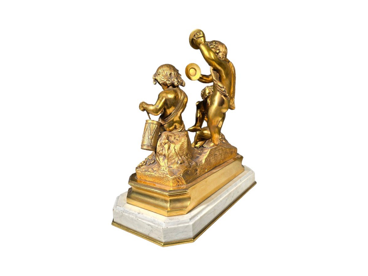 Groupe Sculptural En Bronze Doré Du XIXe Siècle-photo-4