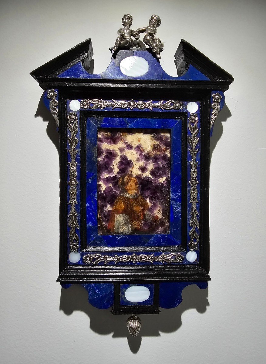 Important Oil Painting On Amethyst From The 17th Century, Italy - Symbolizing The Martyrdom Of-photo-3