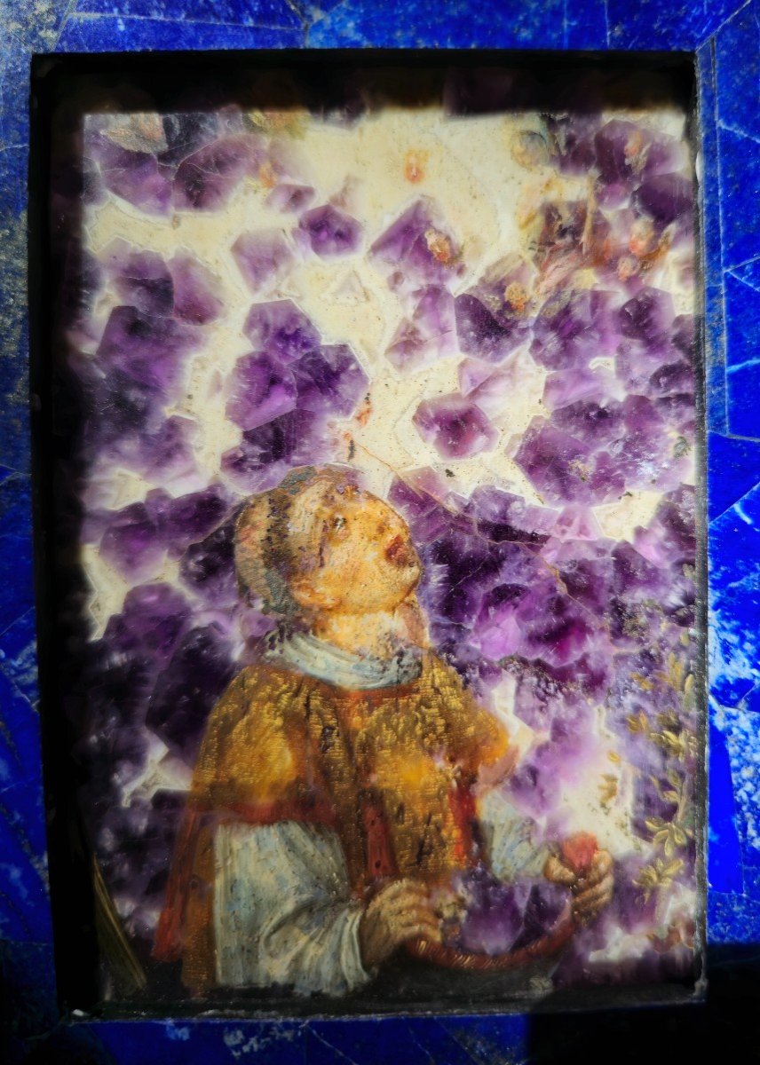 Important Oil Painting On Amethyst From The 17th Century, Italy - Symbolizing The Martyrdom Of-photo-4