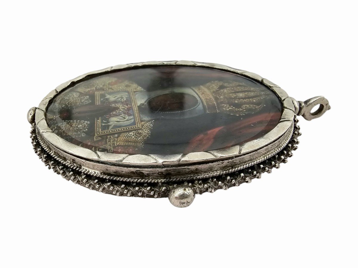  Spanish Colonial Pendant Mounted In Silver-photo-2